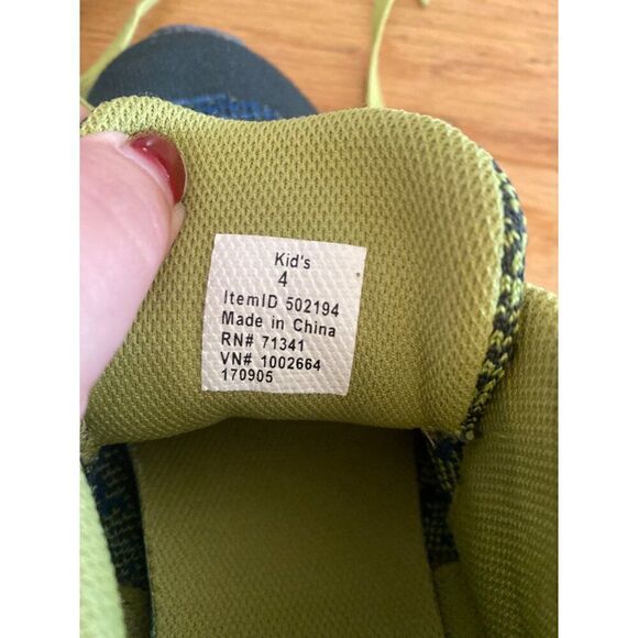 L.L. Bean Kid's Blue & Green Knit Athletic high top Sneakers size 4 - Picture 10 of 10